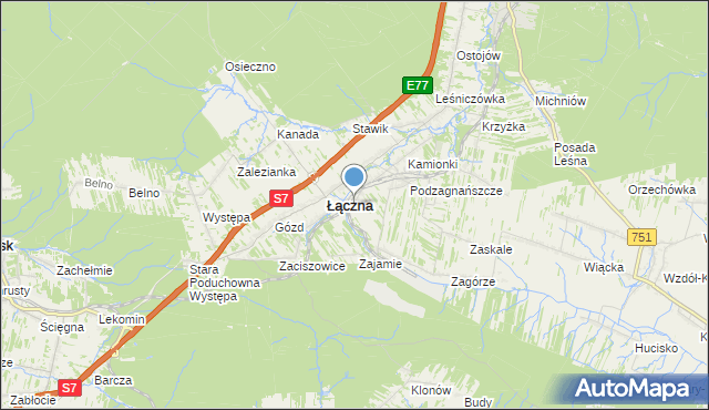 mapa Czerwona Górka, Czerwona Górka gmina Łączna na mapie Targeo